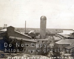 The sawmill and box factory, ca. 1915 Mill buildings