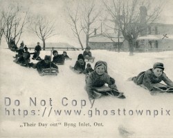 A typical winter scene in Byng Inlet around 1907 Children