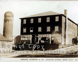 The company store. This store may have been built by the Anson Mill. The description and location match. It was destroyed by fire in 1930. Mill buildings