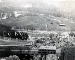 A later view of Eugenia showing the power house and townsite, ca. 1950s Townsite