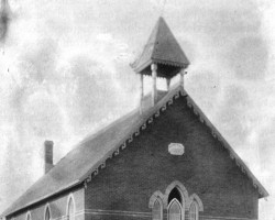 The congregation in front of the Eugenia Presbyterian Church around 1895. They coordinated their services with the Methodists so that both groups could share a picnic later in the day. Church