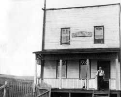 The Booth offices before the railway days. <br>This building would later be used as a post office, a general store and again as the offices of Staniforth Lumber Co. Booth office
