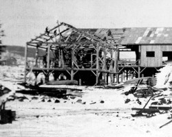 The mill under construction in 1936 at "Coristine" later renamed Kiosk. Mill