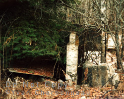 More mill remains. Tomiko had a brief zenith but a slow agonizing death. However it still remains a quiet rural area which still retains a small population. Photo of foundations